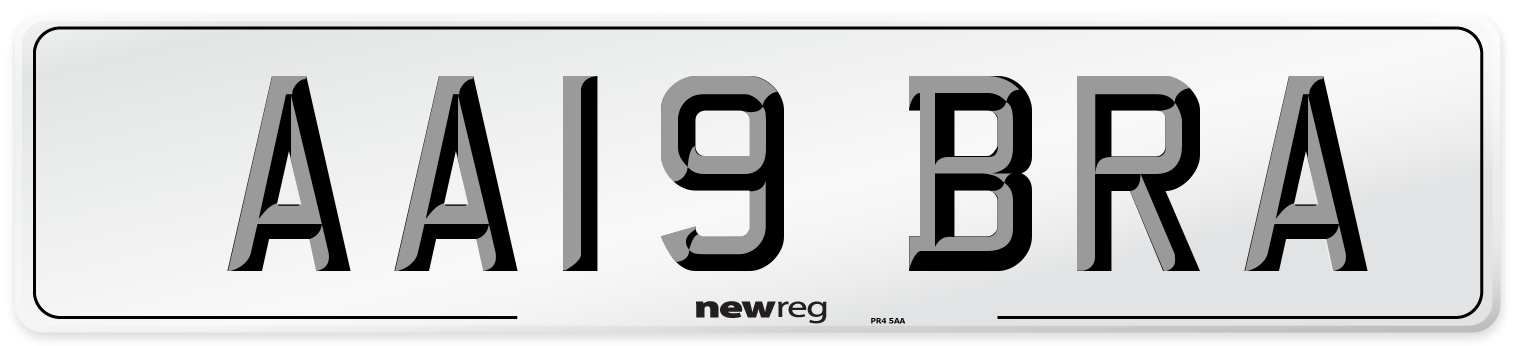 AA19 BRA Number Plate from New Reg